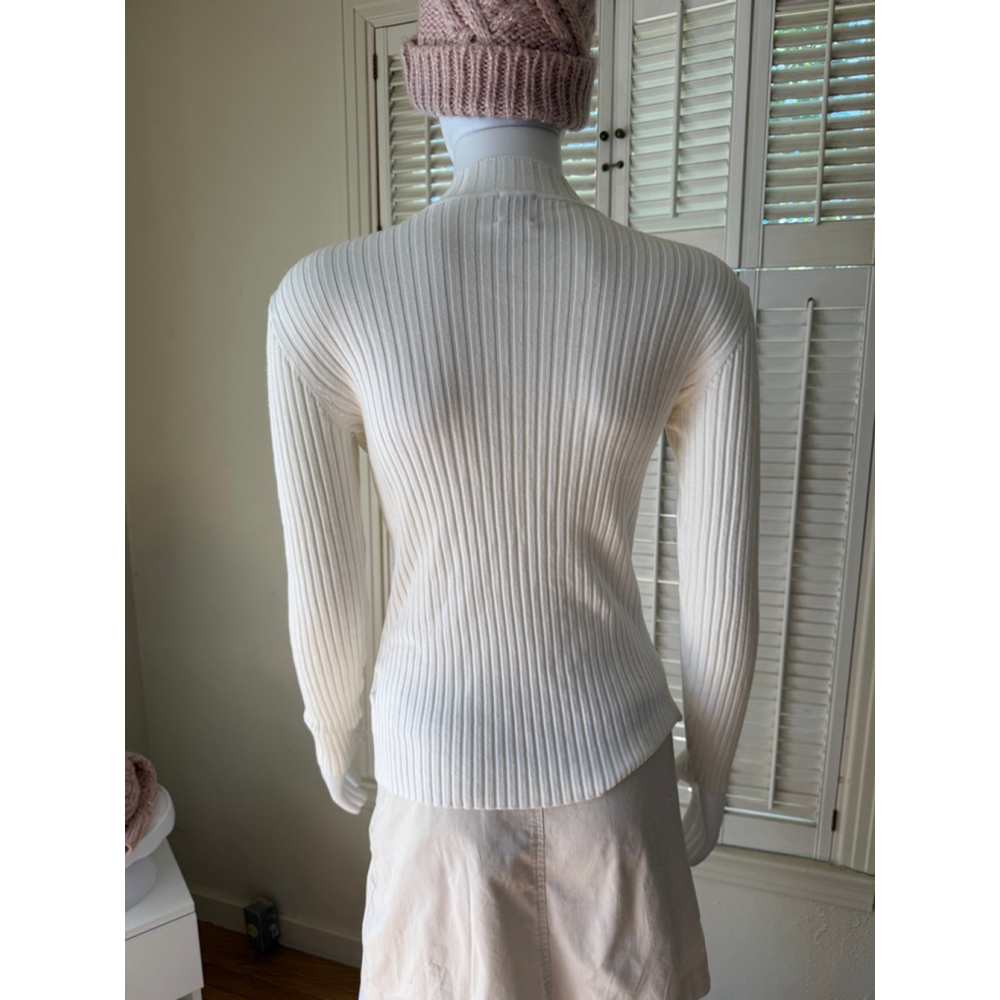 H&M White Ribbed Mock Neck Long Sleeve sweater S - Picture 4 of 5